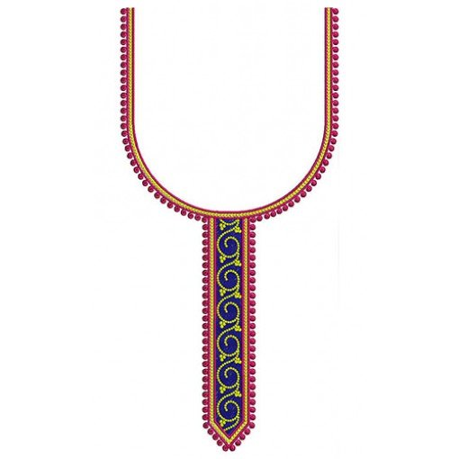 Spiral Out Line Neck In Embroidery Design 24117