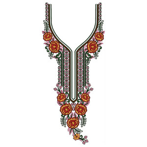 Italian Folk Floral Yoke Embroidery Design