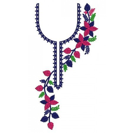 Leaf Vine Neck In Embroidery Design 24430