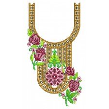 Pink Floral Neck Embroidery Design 24439