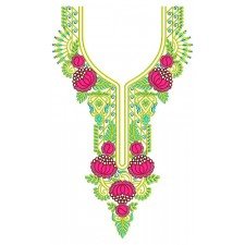 Blade Cutting Thread Effect Embroidery In Neck Design 24441