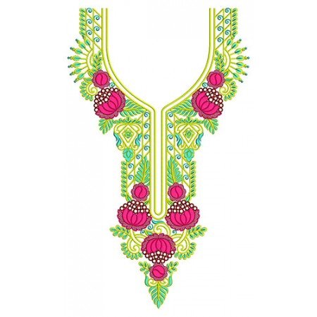 Blade Cutting Thread Effect Embroidery In Neck Design 24441