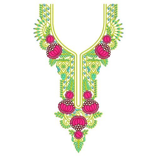 Blade Cutting Thread Effect Embroidery In Neck Design 24441