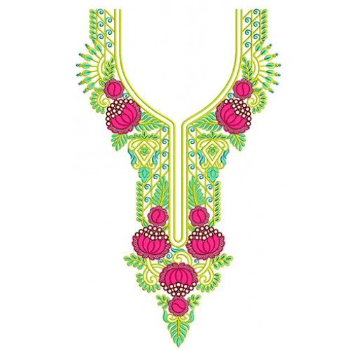 Blade Cutting Thread Effect Embroidery In Neck Design 24441