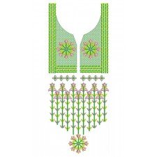 Charming Flower Design In Neck Embroidery 24445