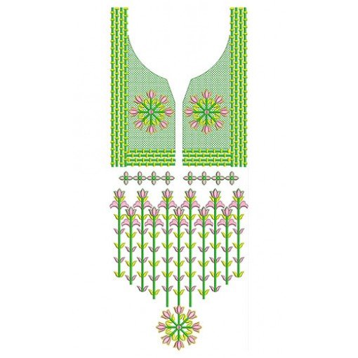 Charming Flower Design In Neck Embroidery 24445