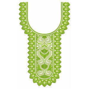 Symmetrical Paisley Scroll Yoke Embroidery Design