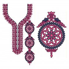 Ample Three Flower Neck Embroidery Design 24516 Ample Three Flower Neck Embroidery Design 24516