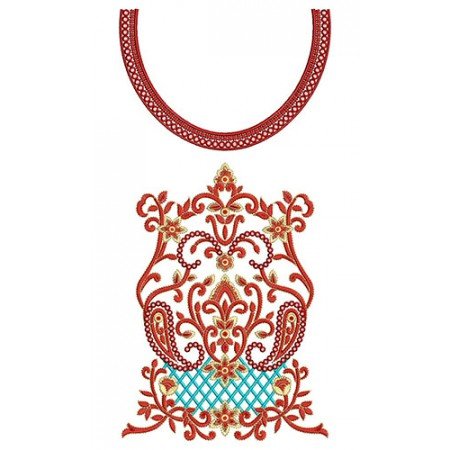 Spheroid Neck Design With Spirals Embroidery Design 24521