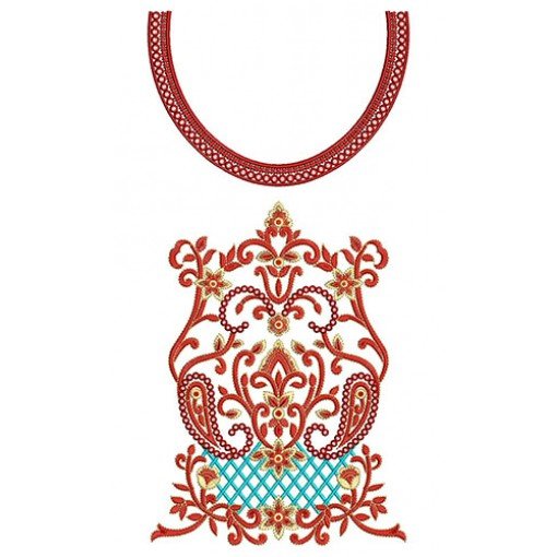 Spheroid Neck Design With Spirals Embroidery Design 24521