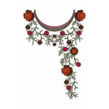 Rose Flowers Neck Embroidery Design 24533