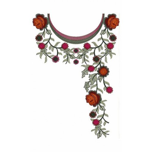 Rose Flowers Neck Embroidery Design 24533