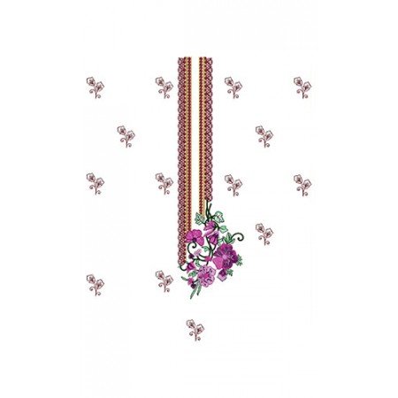 Purple Flowers Line Embroidery Neck Design 24534