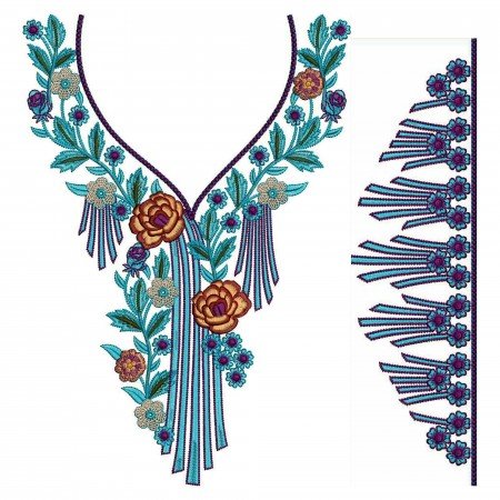 Engrossing Neck Embroidery Design With Aerial Roots