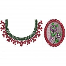 Trailing Leaf And Flowers Neck Embroidery Design 24536 Trailing Leaf And Flowers Neck Embroidery Design 24536