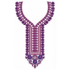 Lavender Cosmos Flowers Neck Embroidery Design 24564