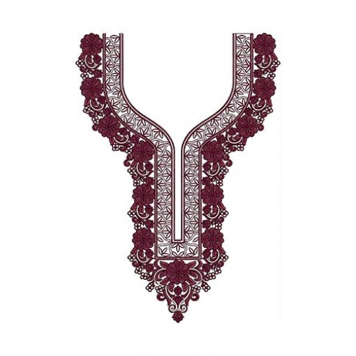 Single Colored Flowery Embroidery Design 24568