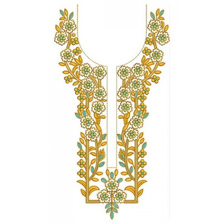 Medallion Yellow Neck Embroidery Design 24571