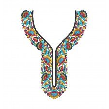 Beautiful Flower Neck Embroidery Design 25895