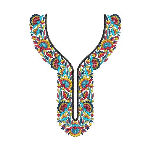 Beautiful Flower Neck Embroidery Design 25895