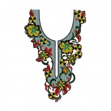 Vintage Floral Neck Yoke Gala Embroidery Design