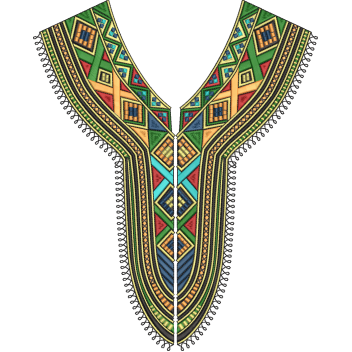 Ornate African Dashiki Neckline Embroidery Design