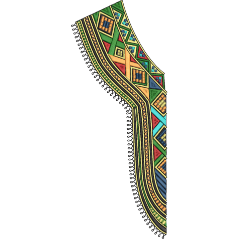Ornate African Dashiki Neckline Embroidery Design