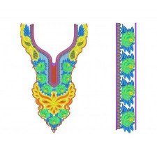 Silk Crepe Kaftan Neck & Border Embroidery Design Silk Crepe Kaftan Neck & Border Embroidery Design