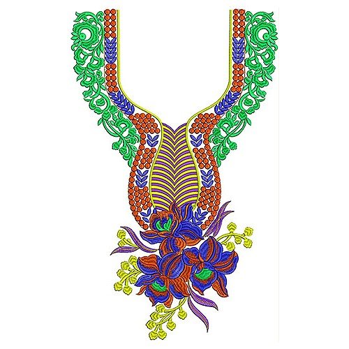 Jalabiya Floral Art Embroidery Neck Design