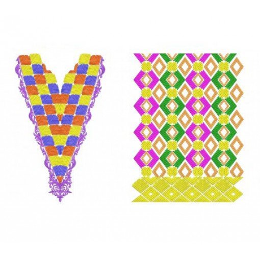 Marvellous Angles V Neck Embroidery Design Marvellous Angles V Neck Embroidery Design