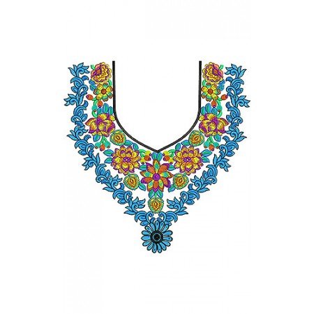 Beautiful V-Arched Neck Embroidery Design