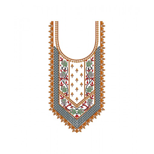3mm Sequins Neck EMB Design For Kurti Top Tunic