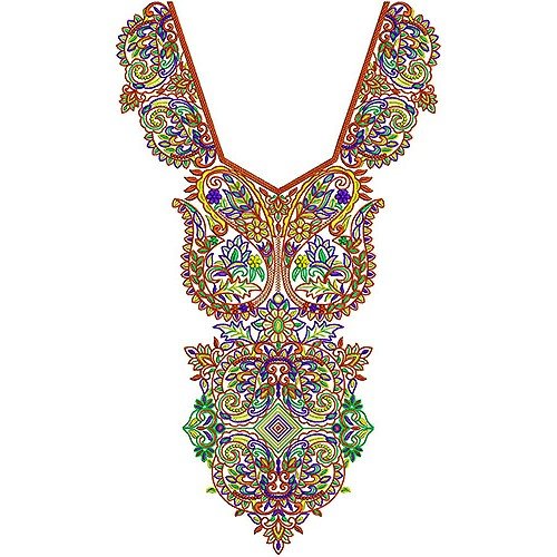Vibrant Color Designer Clothing Embroidery Design