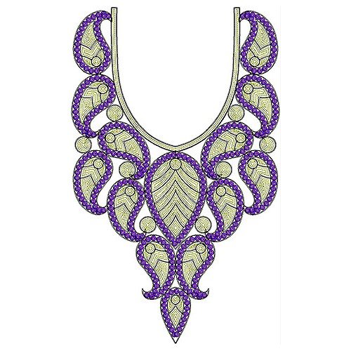 Paisley Designer Neck Sequins Cording Embroidery Design