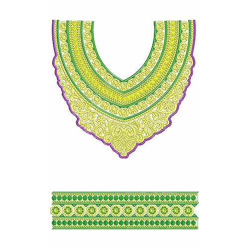 Round Sequins Neck Embroidery Design