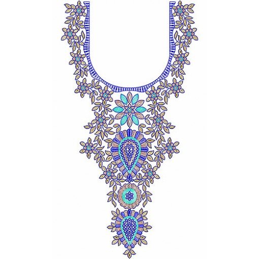 Ladies Fashion Neck Embroidery Design