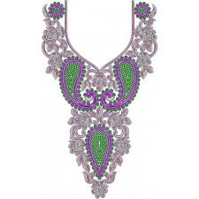 Sequins & Cording Neck Embroidery Design