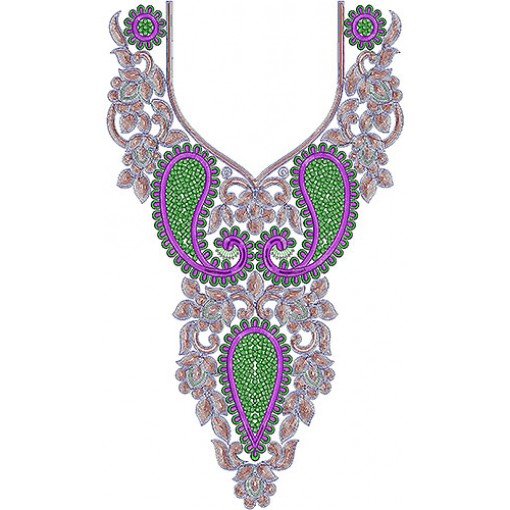 Sequins & Cording Neck Embroidery Design