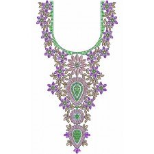 Floral Leaf Pattern Cording  Neck Design