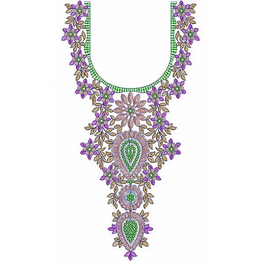 Floral Leaf Pattern Cording  Neck Design