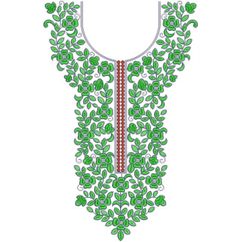 Silk Dupioni Gown Neck Embroidery Design