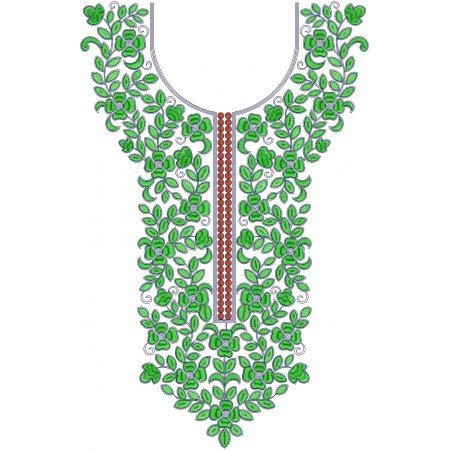 Silk Dupioni Gown Neck Embroidery Design