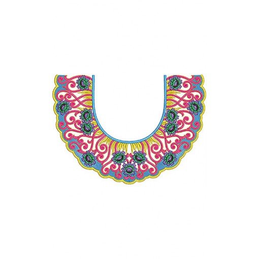 Round Neck Embroidery Designs