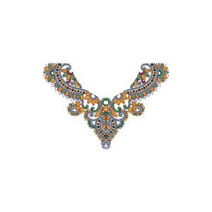 Sequin Gala Neck Yoke Embroidery Design