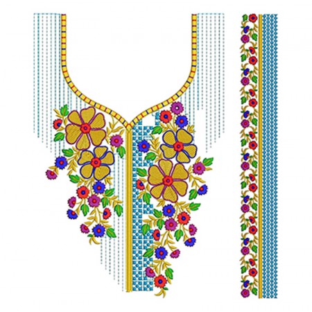 Floral Neck Embroidery Design