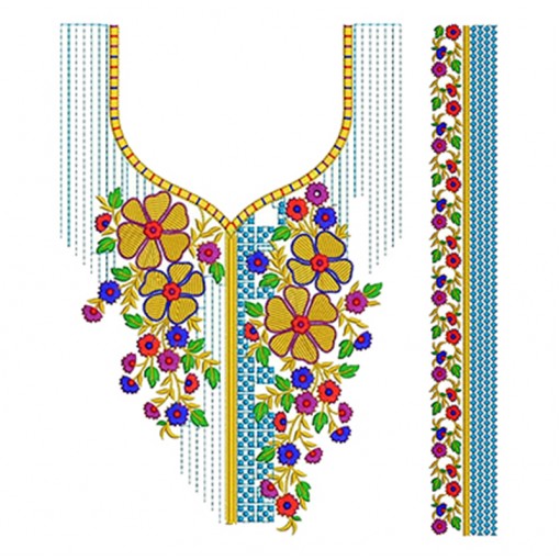 Floral Neck Embroidery Design Floral Neck Embroidery Design