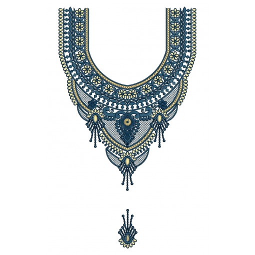 African Dress Neck Embroidery Design 25365