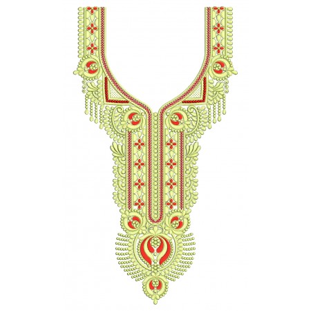 Arabic Fashion Style Dress Neck Embroidery Design 25317
