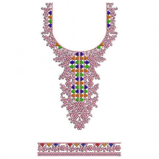 Bahrain Neck With Sleeve Embroidery Design 24725