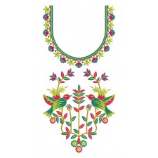 Beautiful Bird Embroidery Neck Design